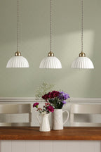 Laura Ashley Durford 3 Light Bar Pendant Matt Antique Brass and White Ceramic LA3756727-Q