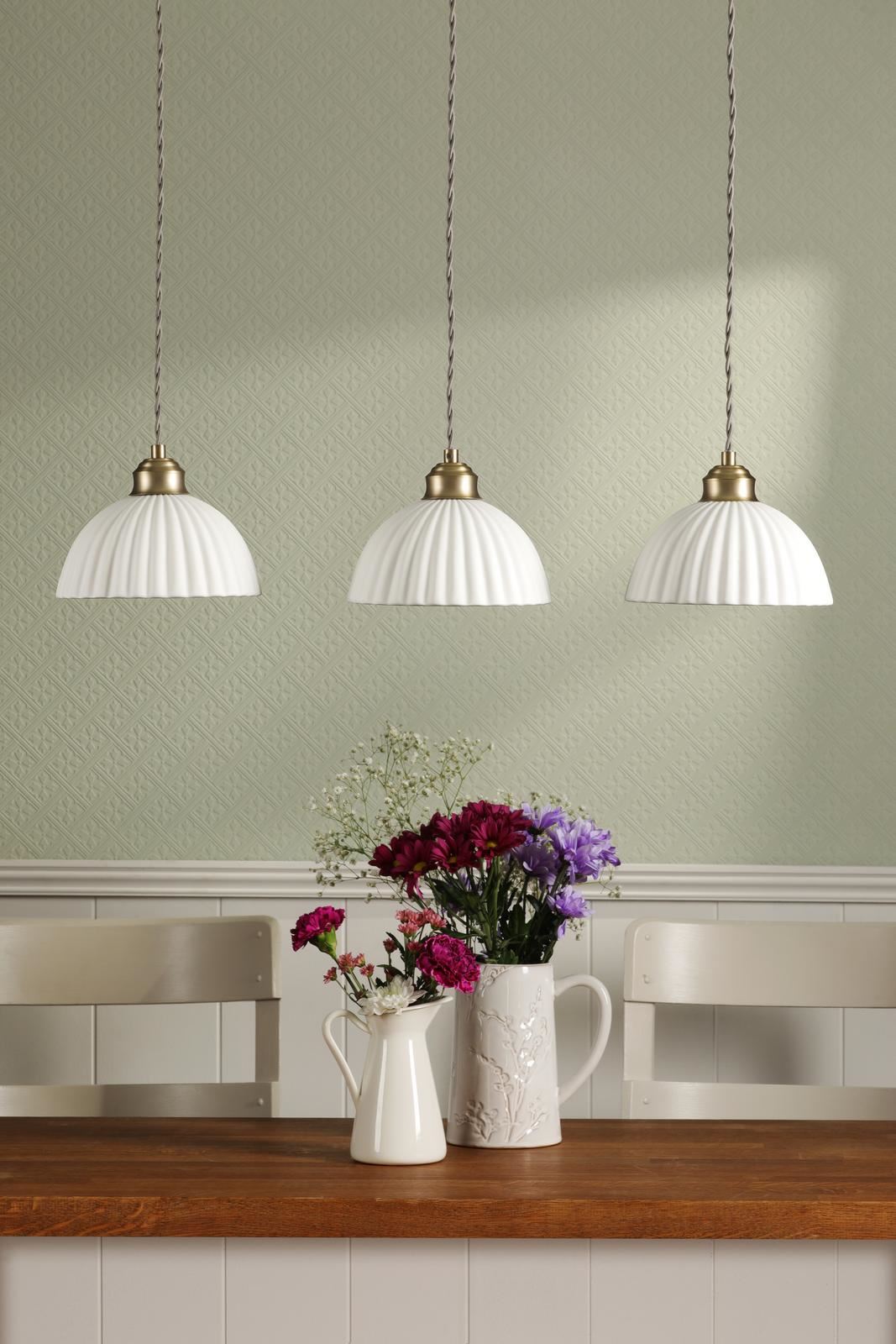 Laura Ashley Durford 3 Light Bar Pendant Matt Antique Brass and White Ceramic LA3756727-Q
