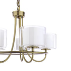 Laura Ashley Southwell 5 Light Armed Pendant Antique Brass and Opal Glass LA3756672-Q