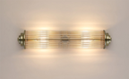 Pillar 2 Light Bathroom Wall Light In Antique Brass And Clear Glass Rods IP44 E14