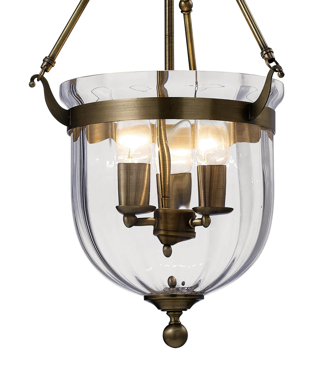 IL31076 Aubrey 3 Light Antique Brass Ceiling Pendant