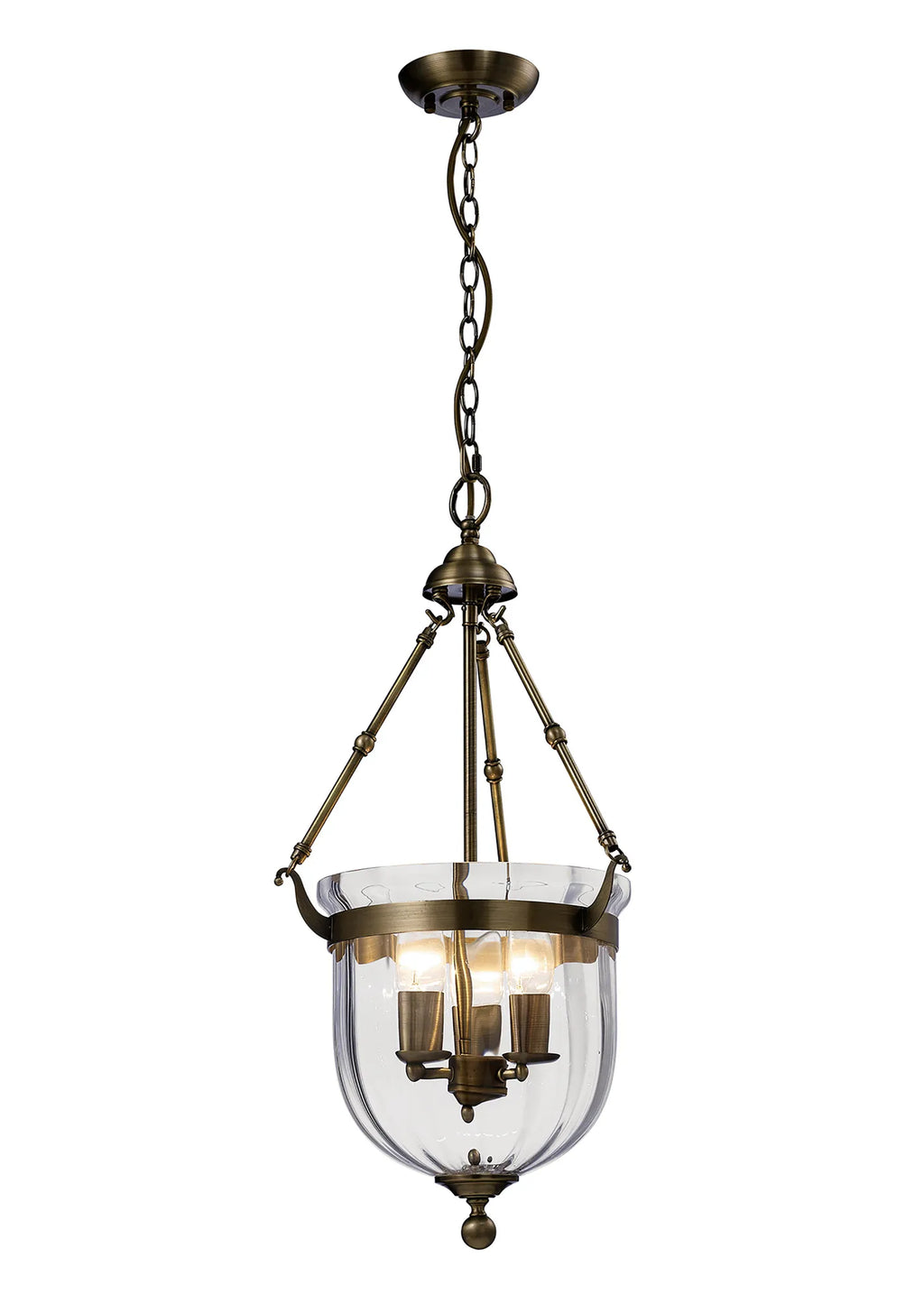 IL31076 Aubrey 3 Light Antique Brass Ceiling Pendant
