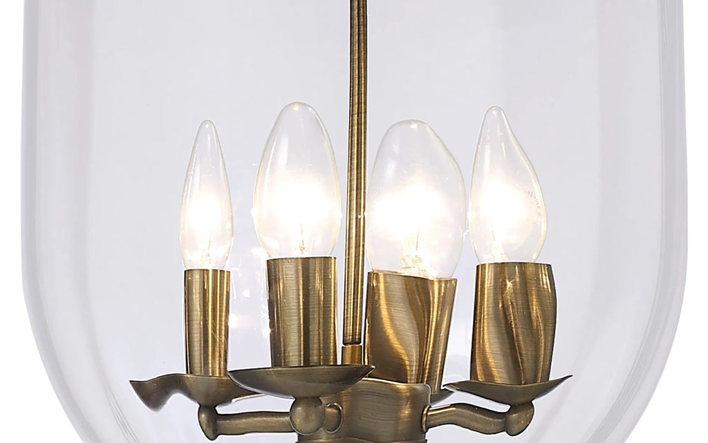IL31077 Aubrey 4 Light Antique Brass Ceiling Pendant