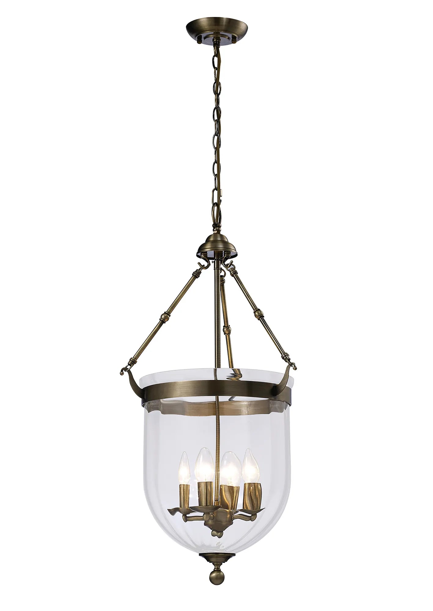 IL31077 Aubrey 4 Light Antique Brass Ceiling Pendant