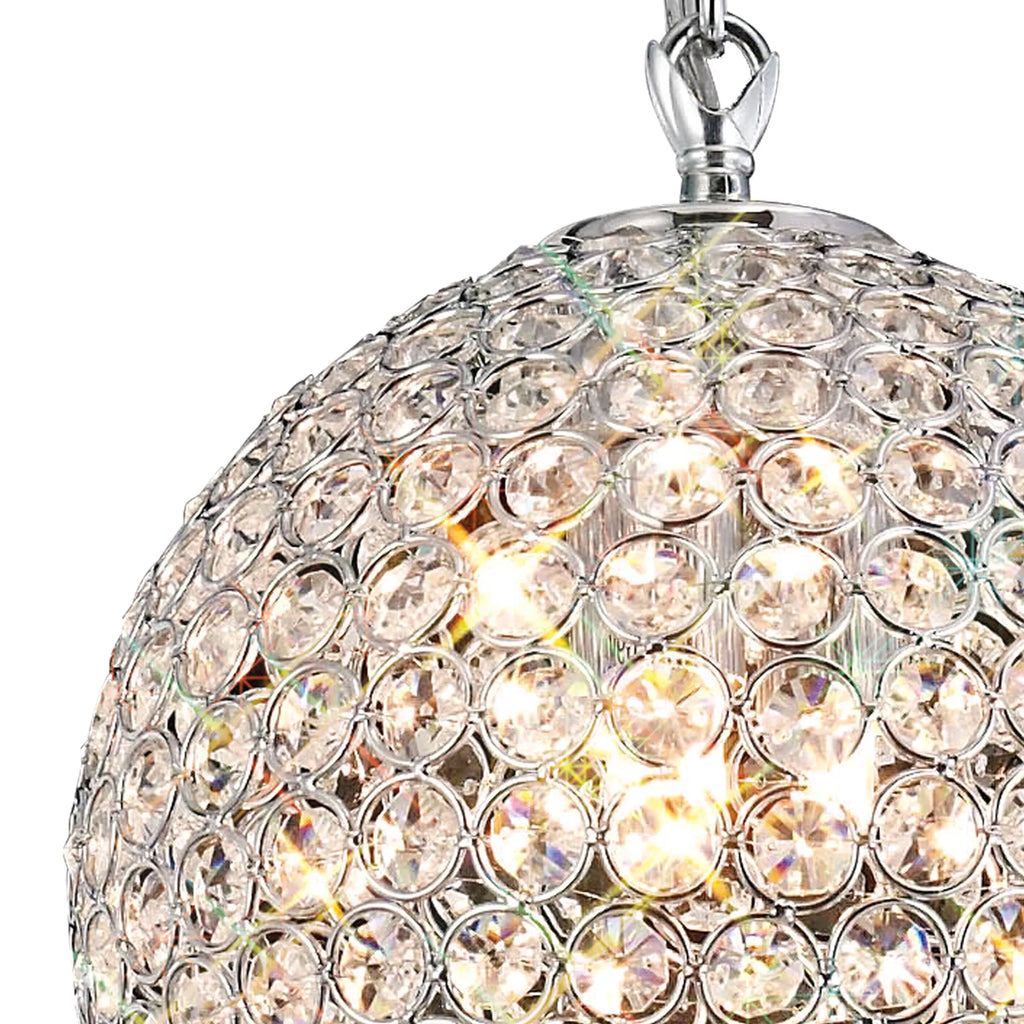 IL30190 Ava 3 Light Chrome And Crystal Ceiling Pendant