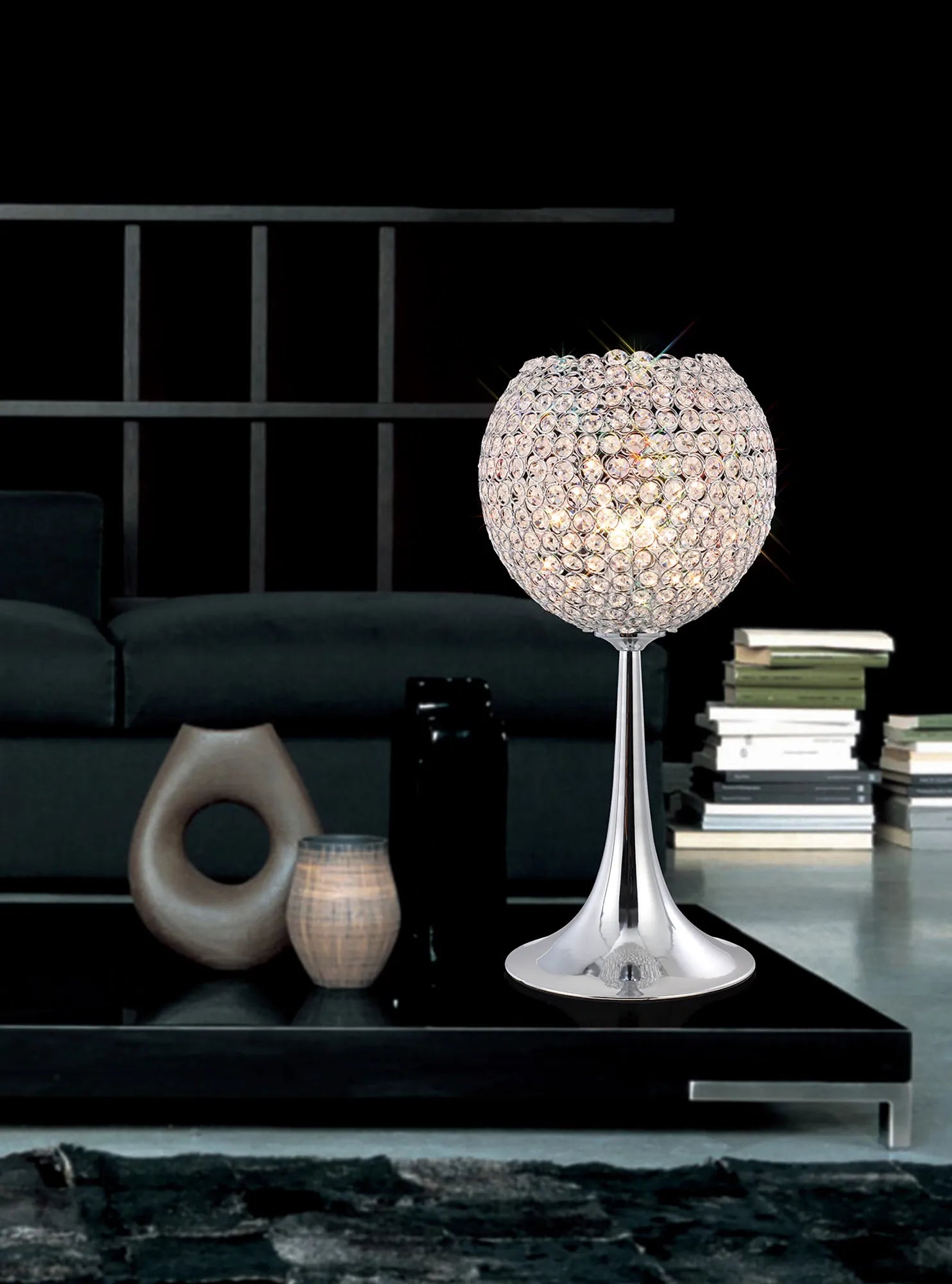 IL30194 Ava 3 Light Chrome And Crystal Table Lamp