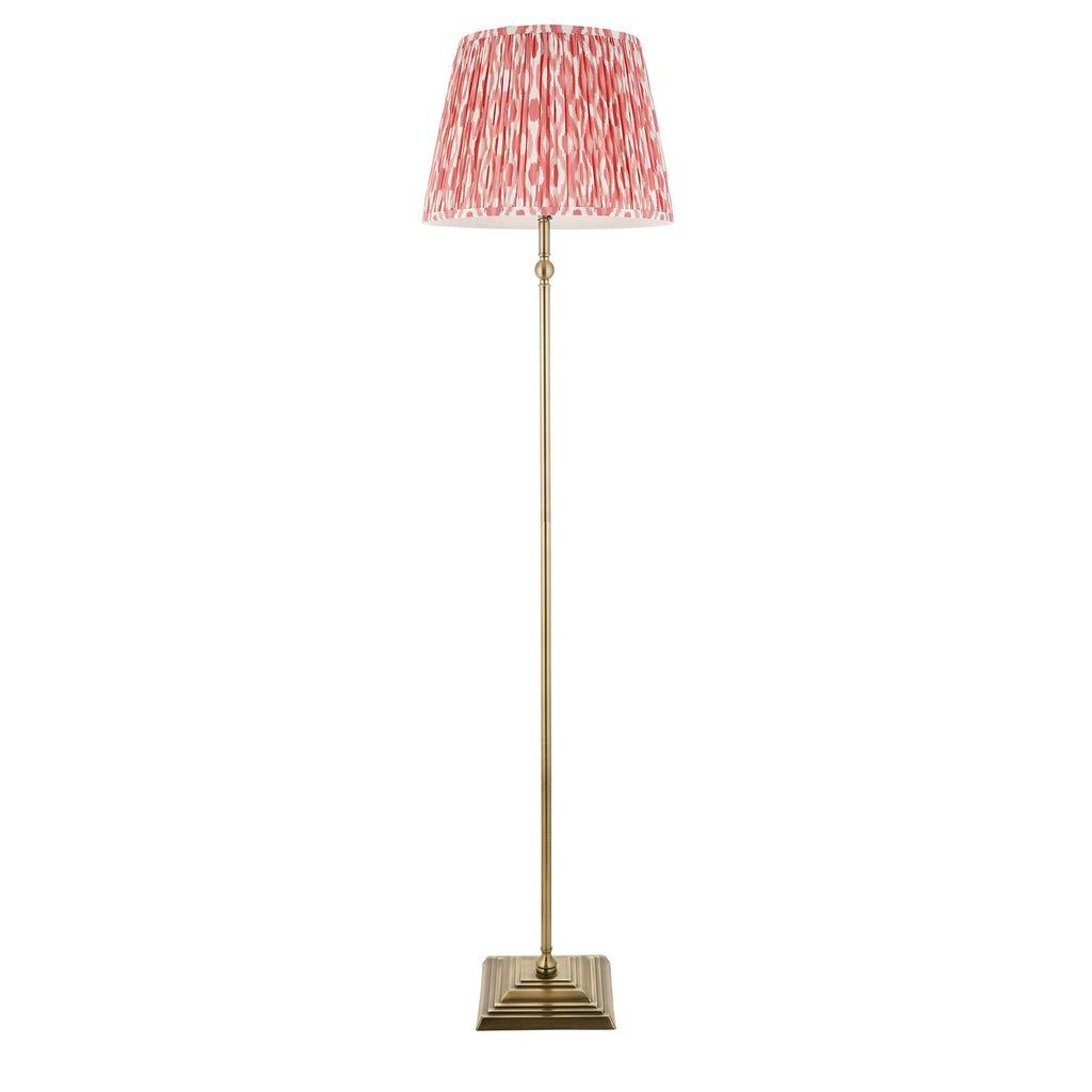 Lille Floor Lamp In Antique Brass With Coral Pink Shade 118001