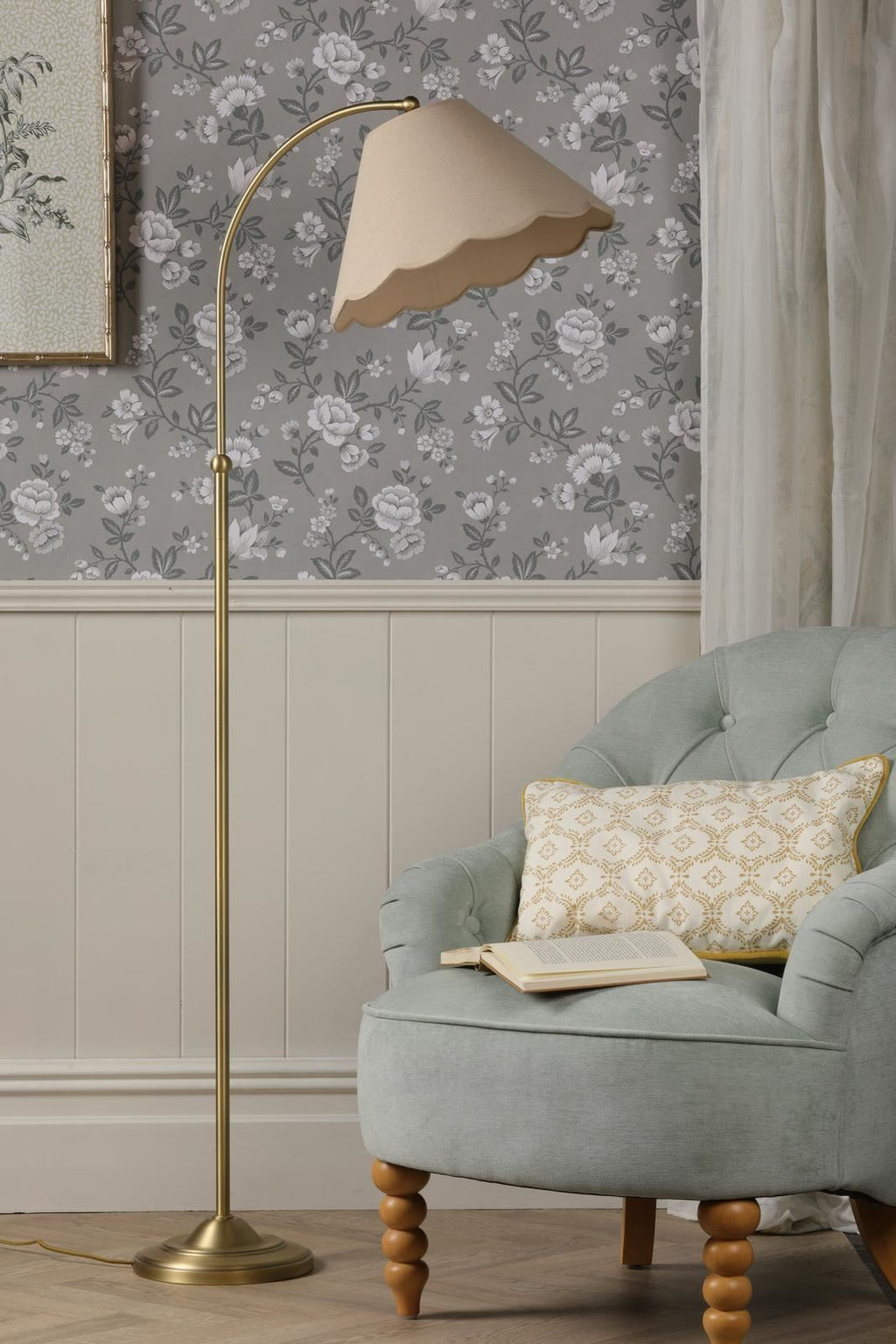 Laura Ashley Cordwell Floor Lamp Matt Antique Brass With Shade LA3756743-Q