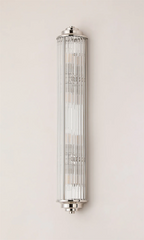 Pillar 4 Light Bathroom Wall Light In Polished Nickel And Clear Glass Rods IP44 G9