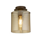 Sweden Single Flush Ceiling Light In Mocha Finish With Amber Glass 88911-1MO