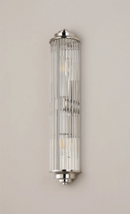 Pillar 2 Light Bathroom Wall Light In Polished Nickel And Clear Glass Rods IP44 E14