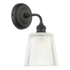 Laura Ashley Callaghan Outdoor Wall Light Matt Black and Ribbed Glass IP44 LA3756719-Q