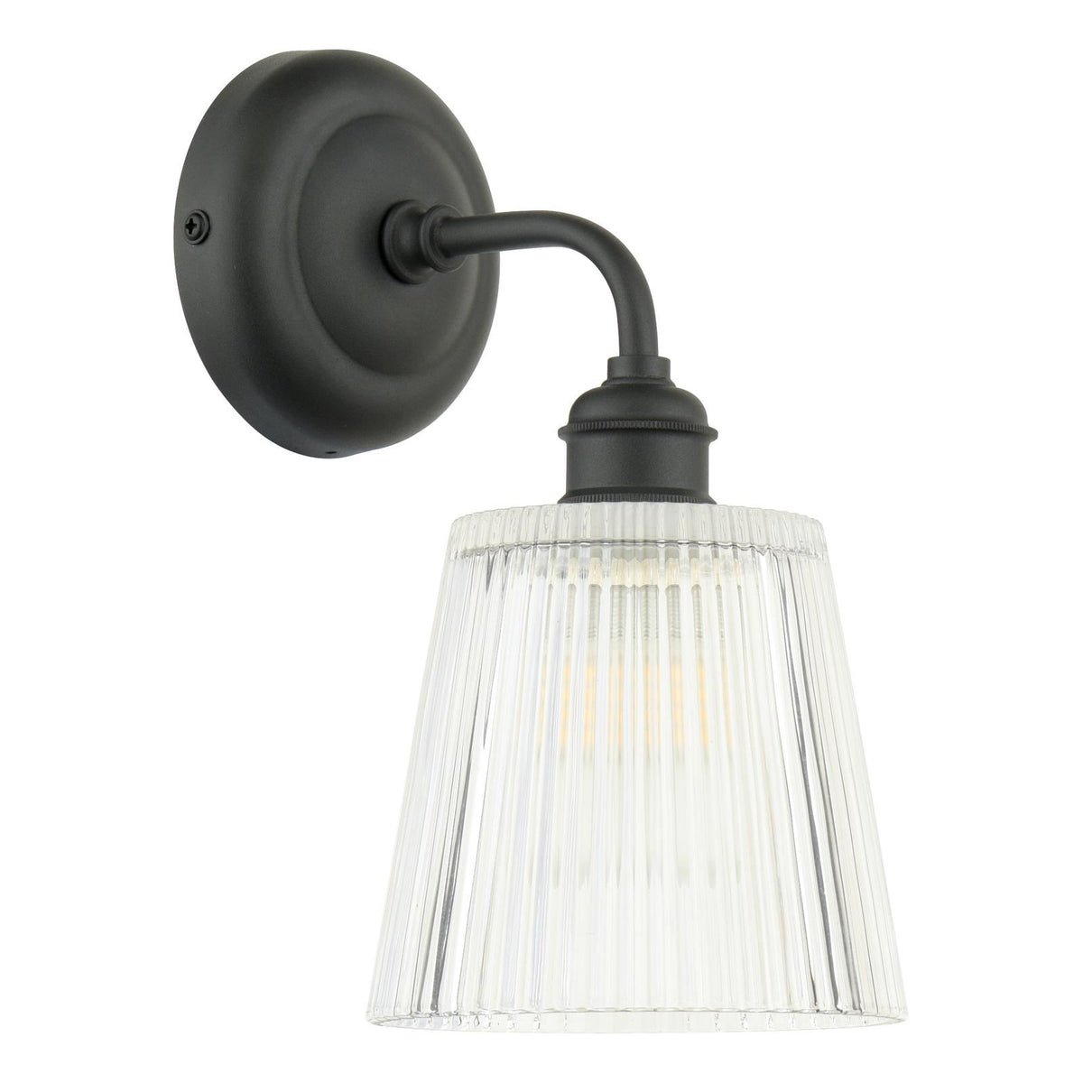 Laura Ashley Callaghan Outdoor Wall Light Matt Black and Ribbed Glass IP44 LA3756719-Q