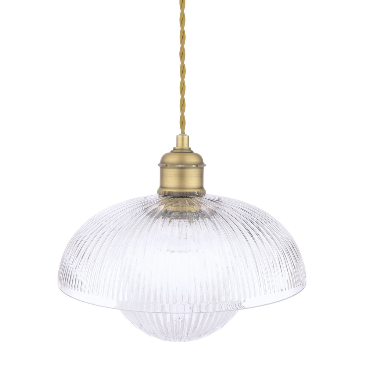 Laura Ashley Billham Pendant Matt Antique Brass and Ribbed Glass LA3756651-Q