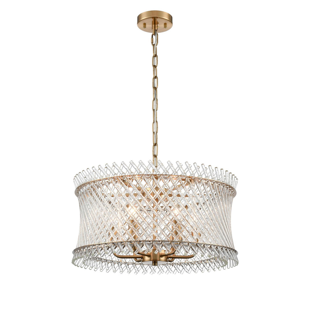 Franklite Ethereal 6 Light Ceiling Pendant With Angled Glass Rods In Aged Brass Finish FL2511-6