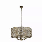 Bijou 8 Light Ceiling Pendant Light In Antique Brass Finish With Crystal Glass 6588-8AB