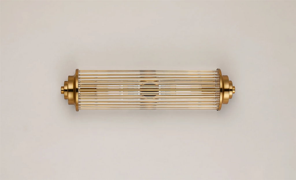 Pillar 2 Light Bathroom Wall Light In Gold And Clear Glass Rods IP44 G9