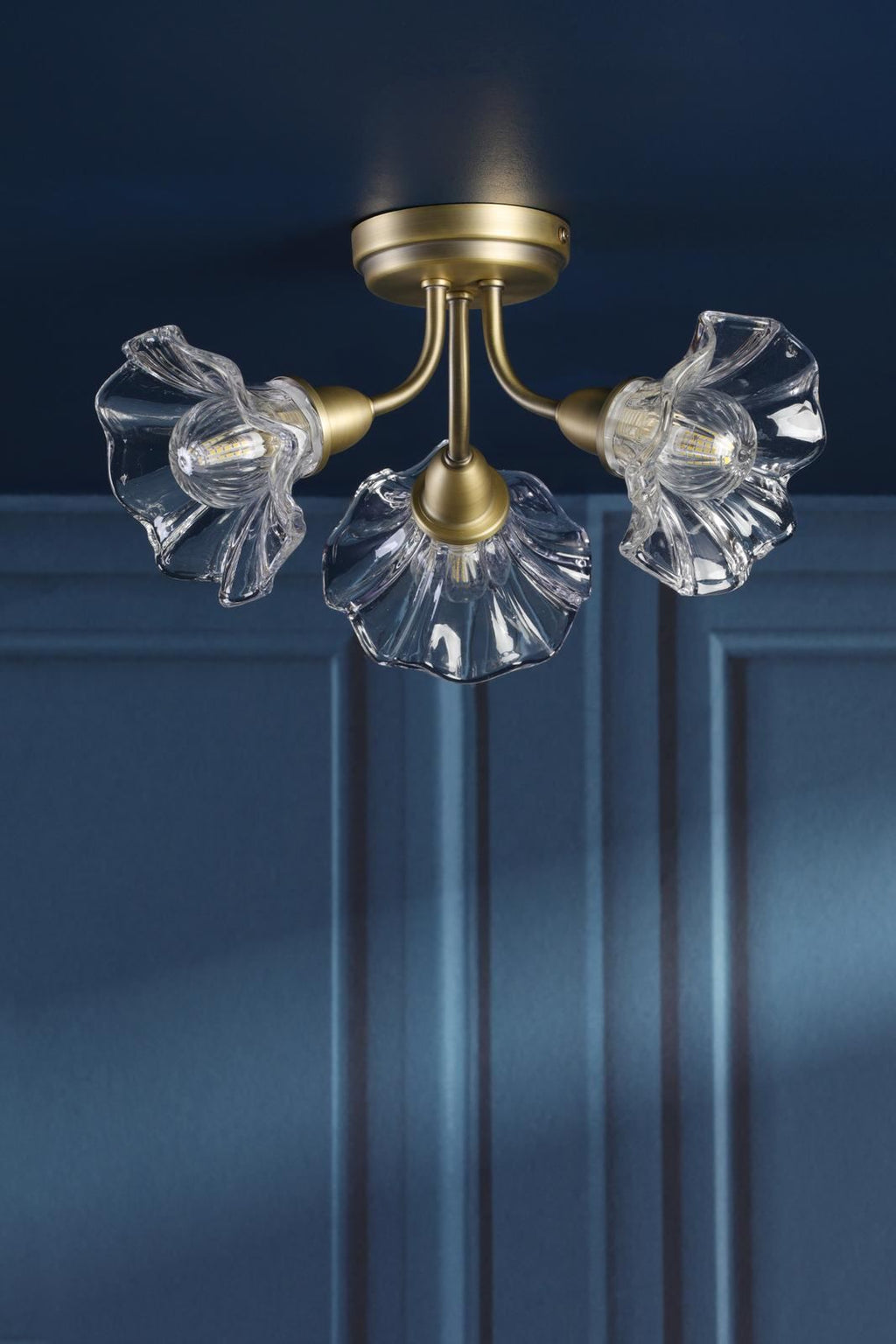 Laura Ashley Kerswell 3 Light Semi-Flush Matt Antique Brass and Glass LA3756658-Q