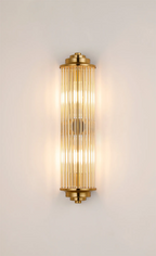 Pillar 2 Light Bathroom Wall Light In Gold And Clear Glass Rods IP44 G9