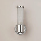 Pillar 1 Light Bathroom Wall Light In Polished Nickel And Clear Glass Rods IP44 E14