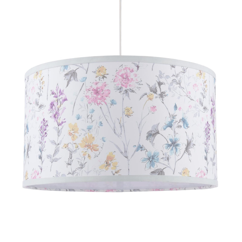 Laura Ashley Wild Meadow Multi Blue Cotton Drum Shade 38cm LA3756682-Q