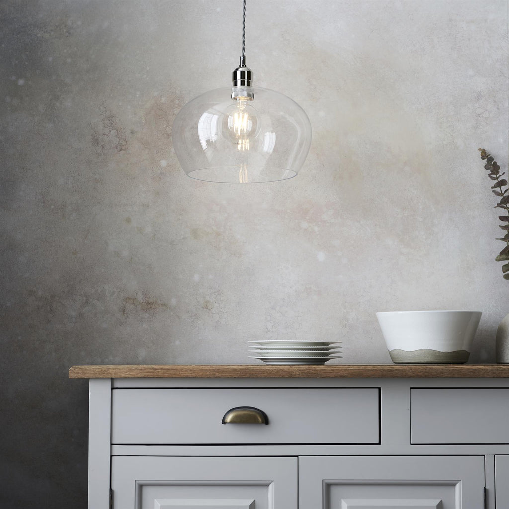Camden Medium Shallow Ceiling Pendnat Light In Bright Nickel Finish 102677