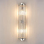 Pillar 2 Light Bathroom Wall Light In Polished Nickel And Clear Glass Rods IP44 E14