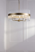 Laura Ashley Alexa 5 Light Pendant Glass and Matt Antique Brass LA3756655-Q