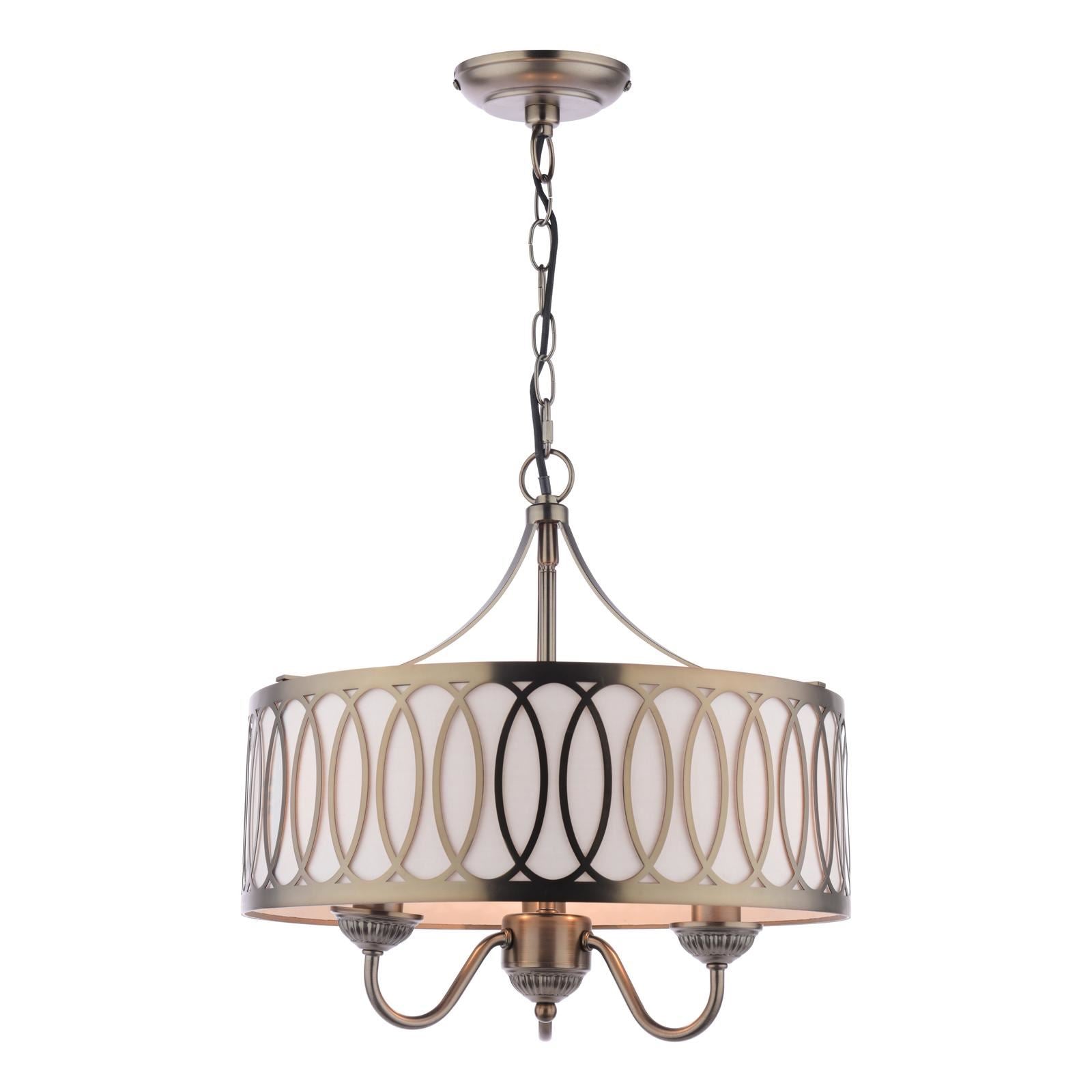 Laura Ashley Allerford 3 Light Pendant Satin Bronze and Taupe LA3756646-Q