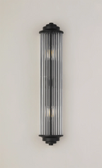 Pillar 2 Light Bathroom Wall Light In Satin Black And Clear Glass Rods IP44 E14