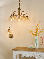 Erika 5 Light Pendant Antique Bronze and Amber Glass ERI0563