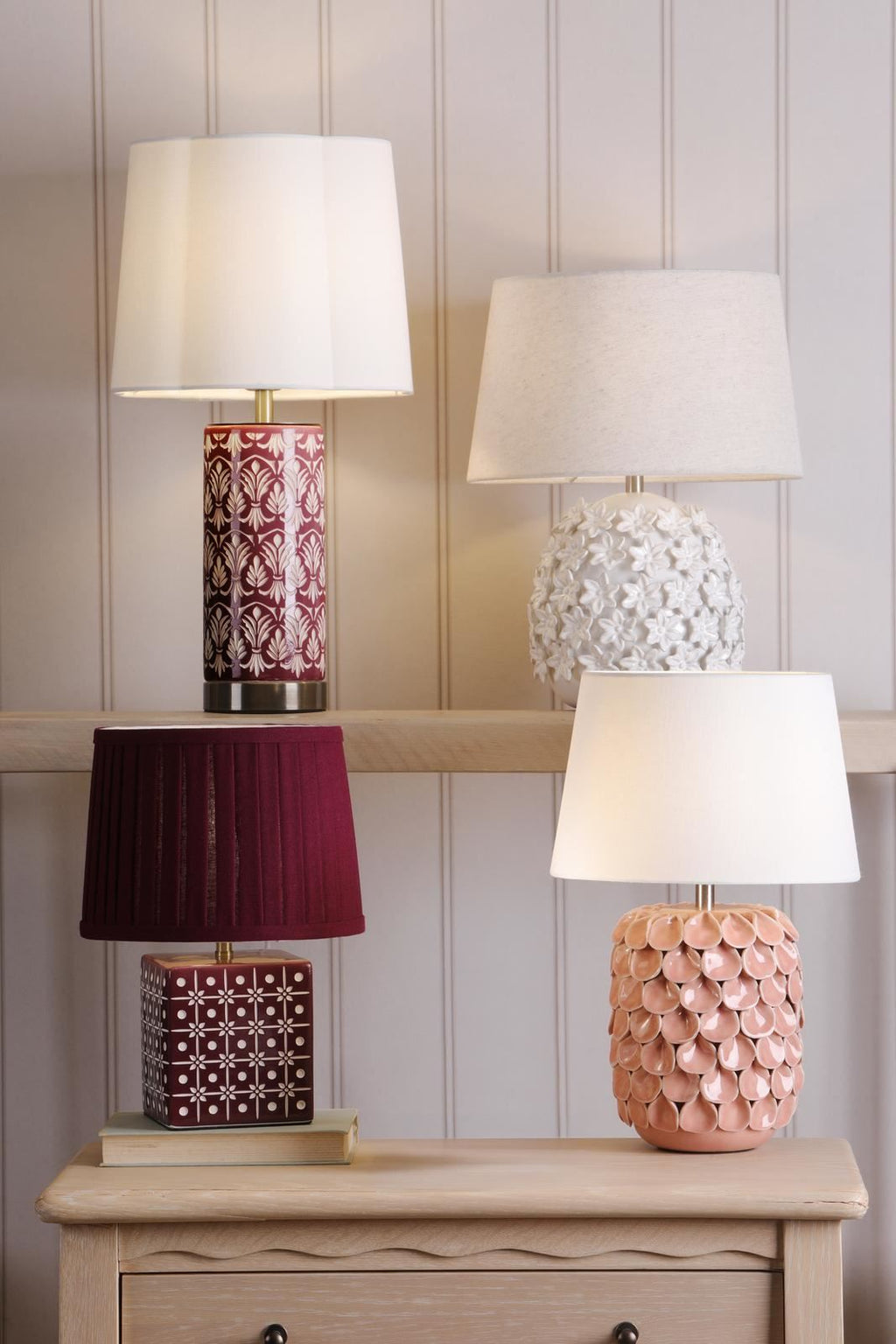 Laura Ashley Marwick Table Lamp Pink Ceramic and Brushed Silver With Shade LA3756678-Q