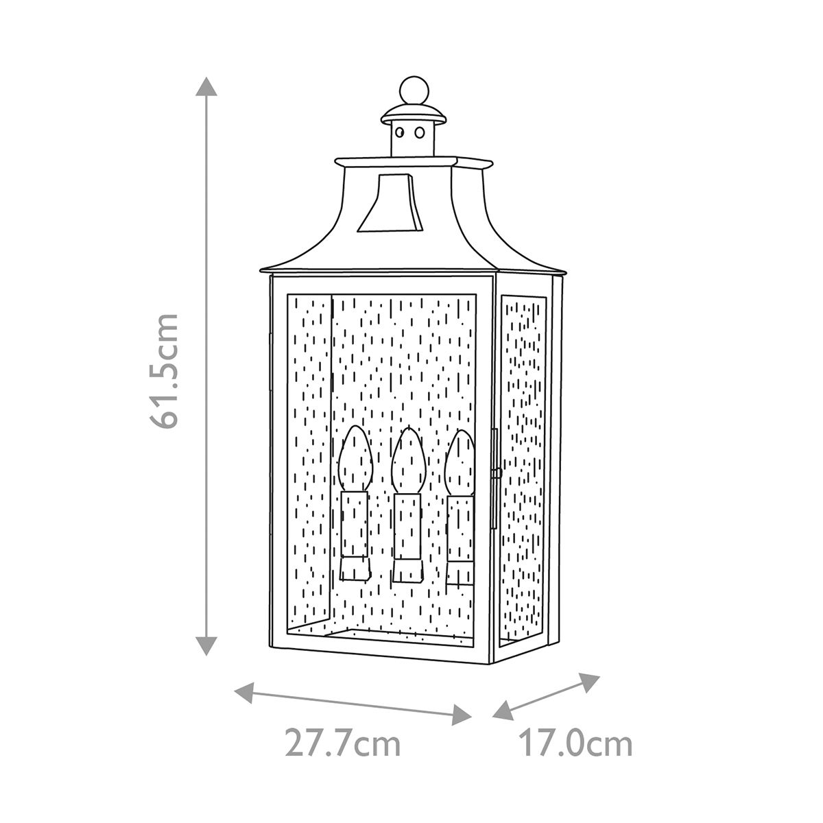 Balmoral 3 Light Exterior Half Lantern Large IP43