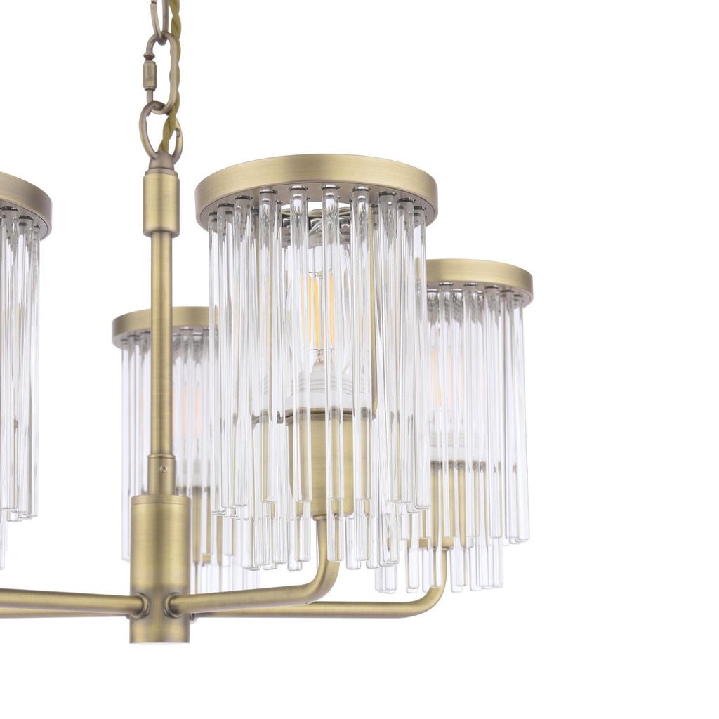 Laura Ashley Hilcote 5 Light Armed Pendant Matt Antique Brass and Glass LA3756650-Q