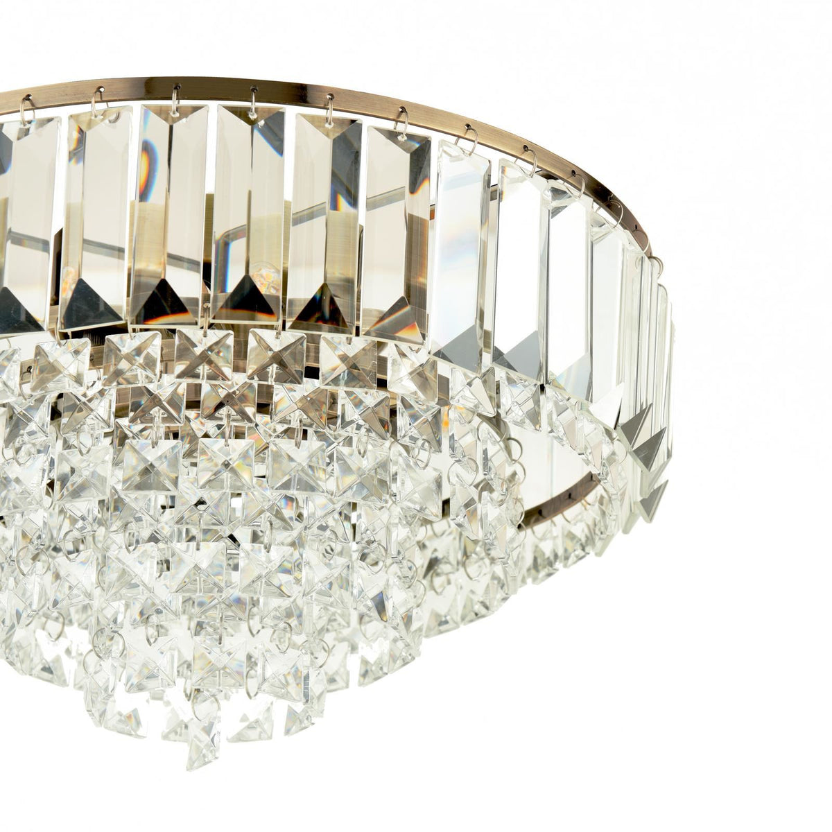 Laura Ashley Vienna 3 Light Flush Crystal and Antique Brass LA3756756-Q