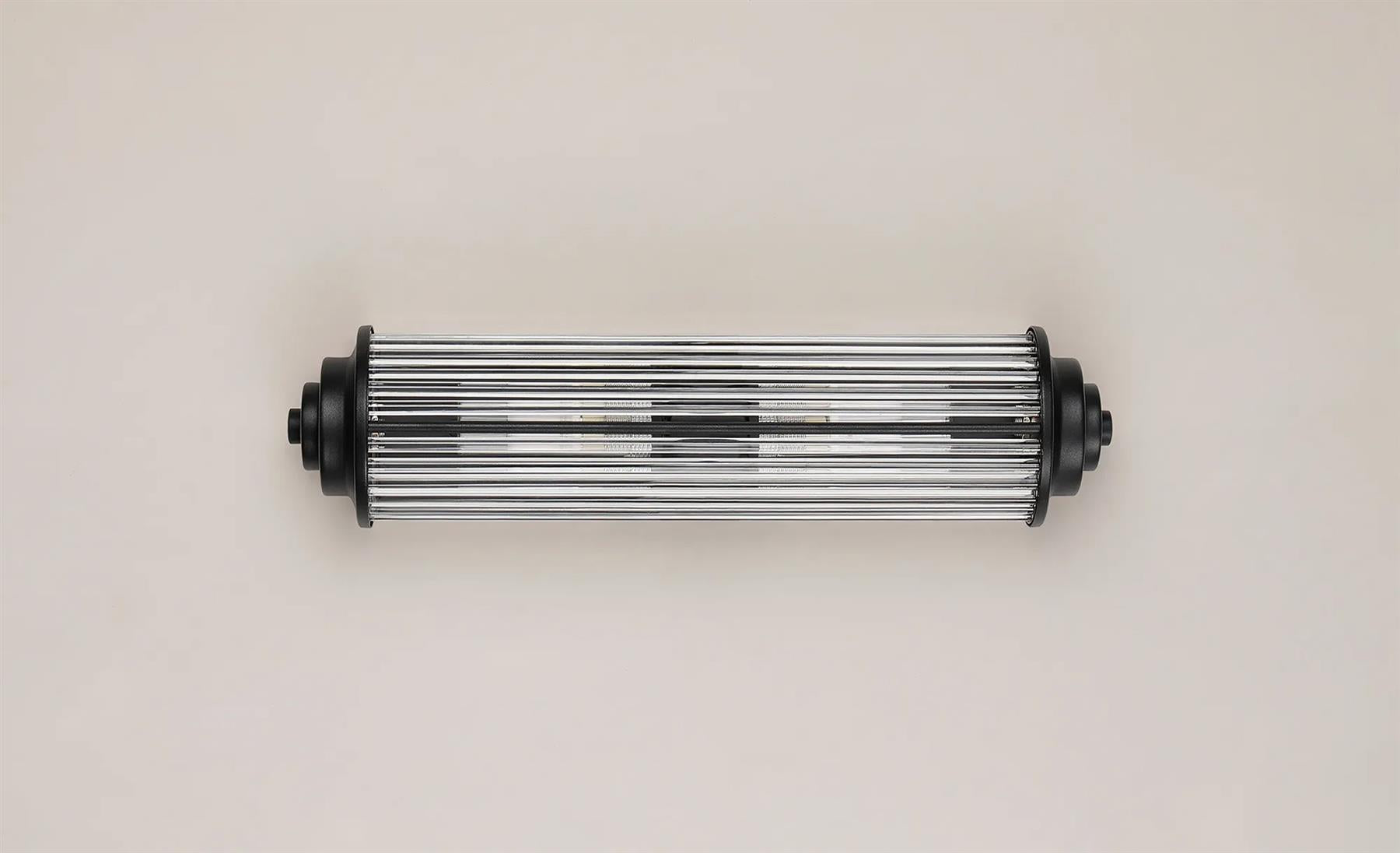 Pillar 2 Light Bathroom Wall Light In Satin Black And Clear Glass Rods IP44 G9