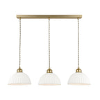 Laura Ashley Durford 3 Light Bar Pendant Matt Antique Brass and White Ceramic LA3756727-Q