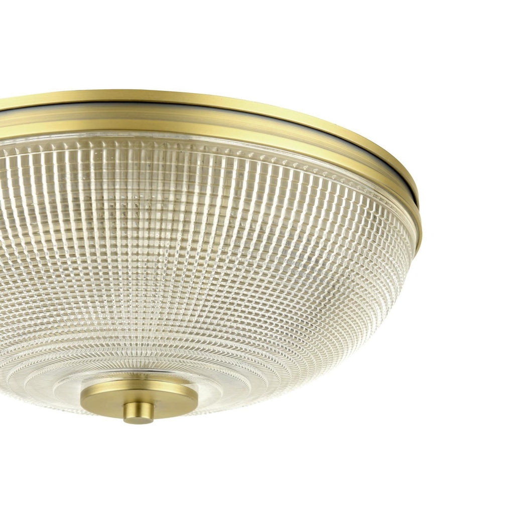 Laura Ashley Langdon 2 Light Bathroom Ceiling Light Matt Antique Brass and Textured Glass IP44 LA3756717-Q