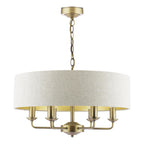 Laura Ashley Sorrento 6 Light Chandelier Matt Antique Brass With Natural Shade LA3756752-Q