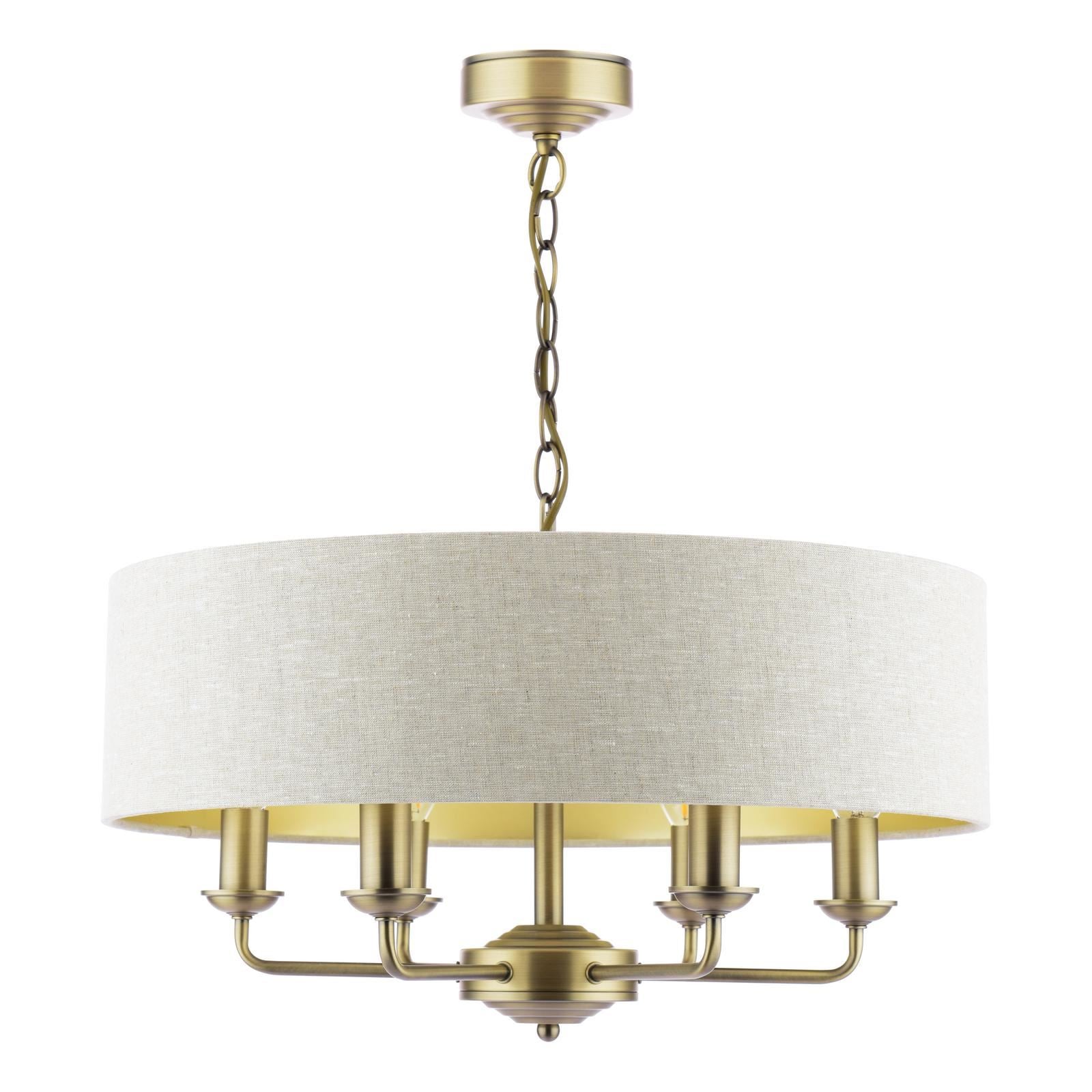 Laura Ashley Sorrento 6 Light Chandelier Matt Antique Brass With Natural Shade LA3756752-Q