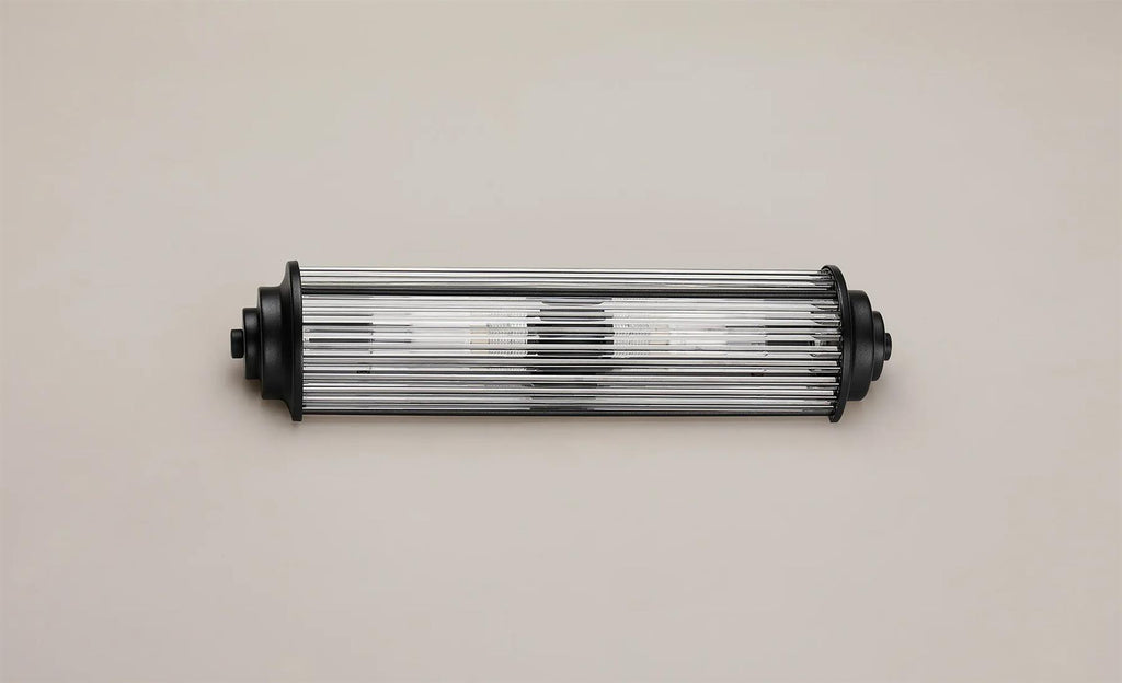 Pillar 2 Light Bathroom Wall Light In Satin Black And Clear Glass Rods IP44 G9