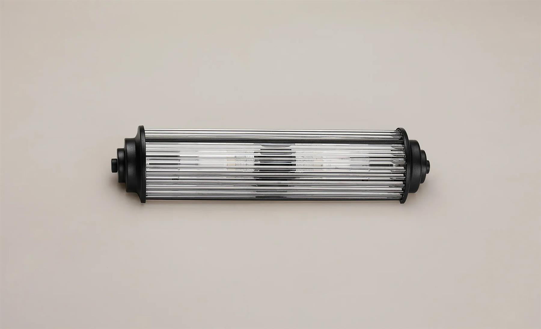 Pillar 2 Light Bathroom Wall Light In Satin Black And Clear Glass Rods IP44 G9