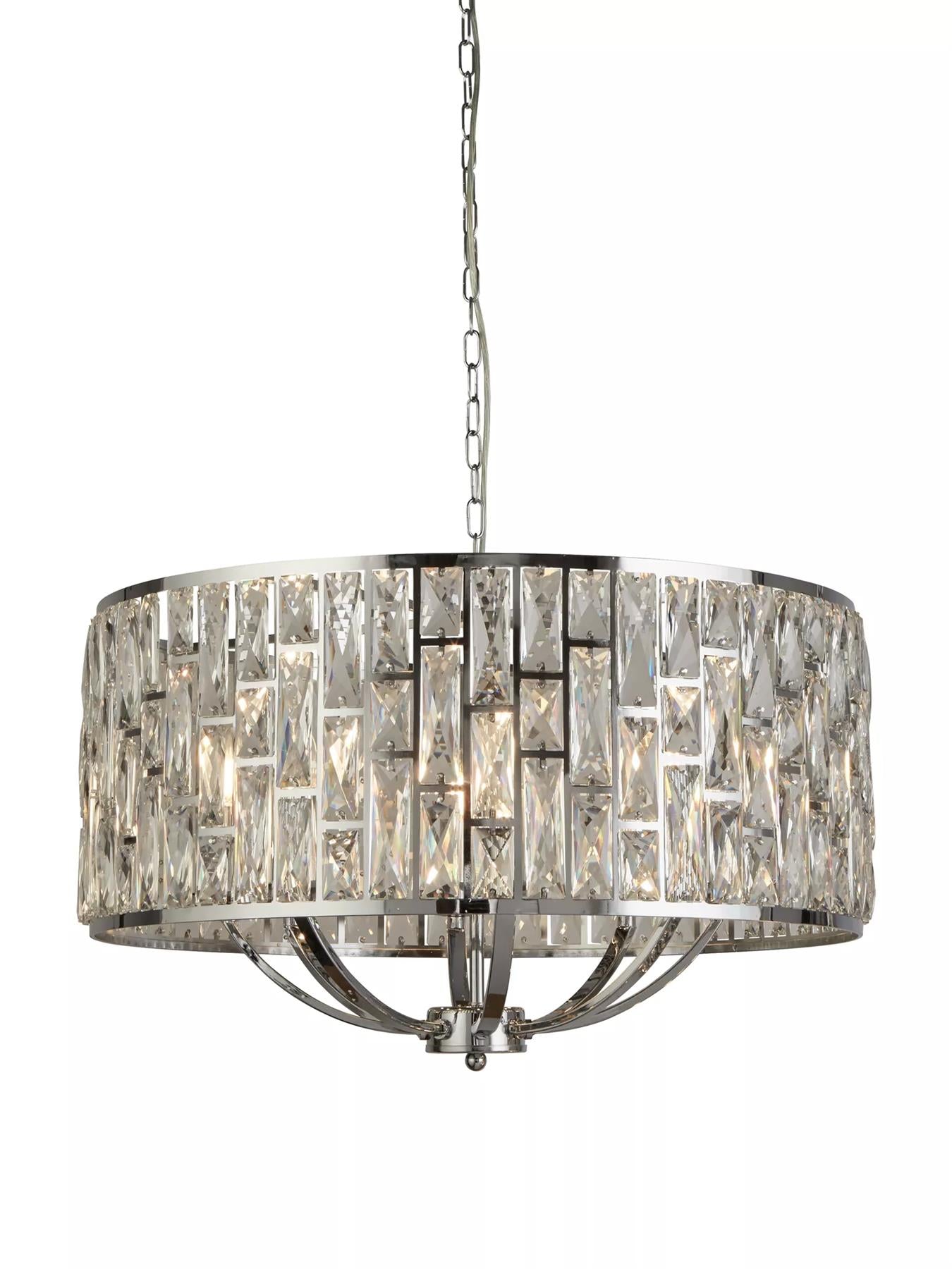 Bijou 8 Light Ceiling Pendant Light In Chrome Finish With Crystal Glass 6588-8CC