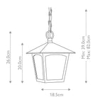 BL6B York black hanging exterior porch lantern, IP20