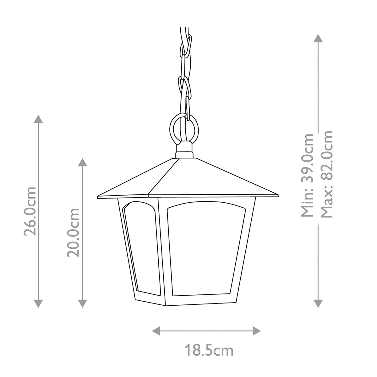 BL6B York black hanging exterior porch lantern, IP20