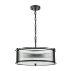 Franklite Sloane 5 Light Ceiling Light In Matt Black With Ribbed And Frosted Glass FL2504-5