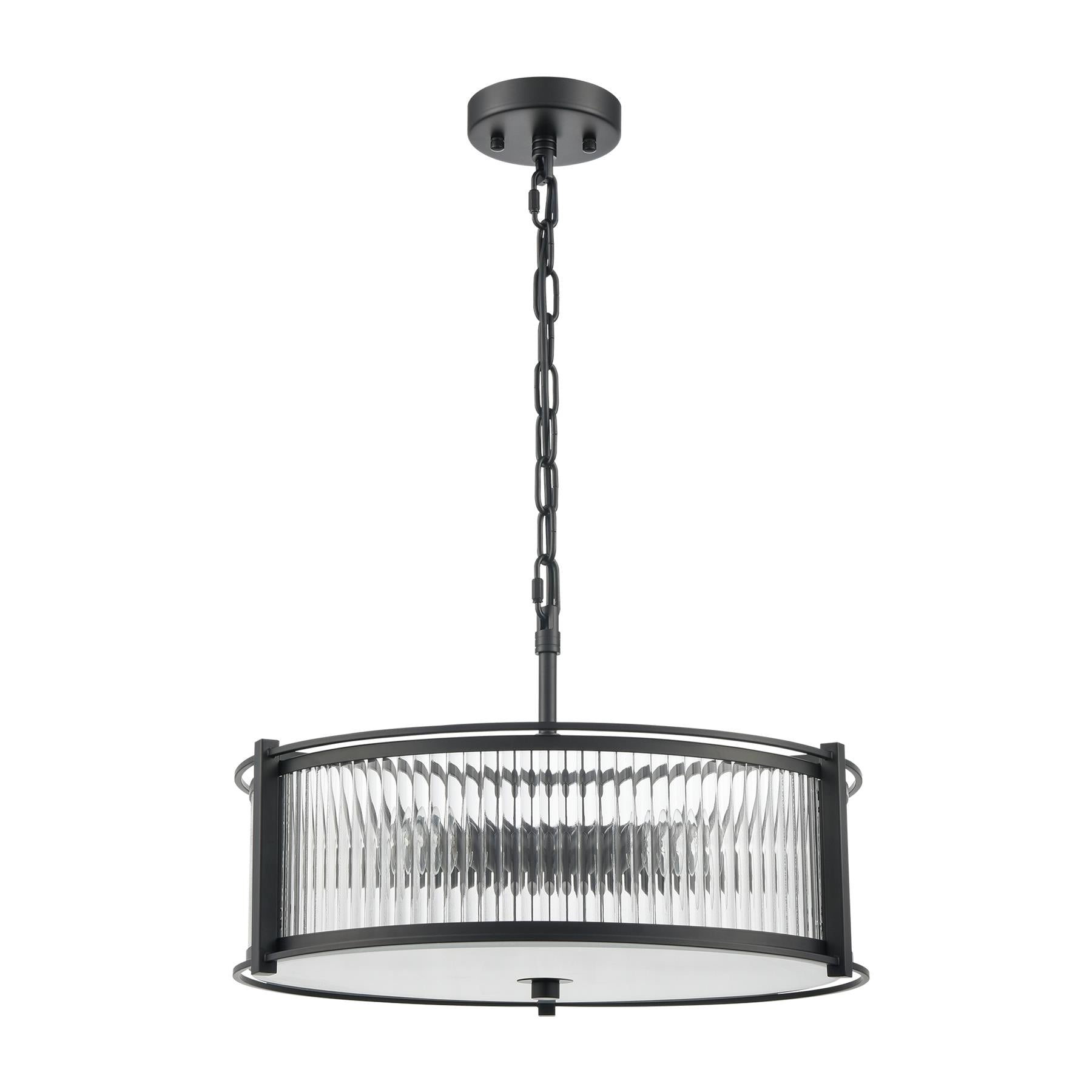 Franklite Sloane 5 Light Ceiling Light In Matt Black With Ribbed And Frosted Glass FL2504-5