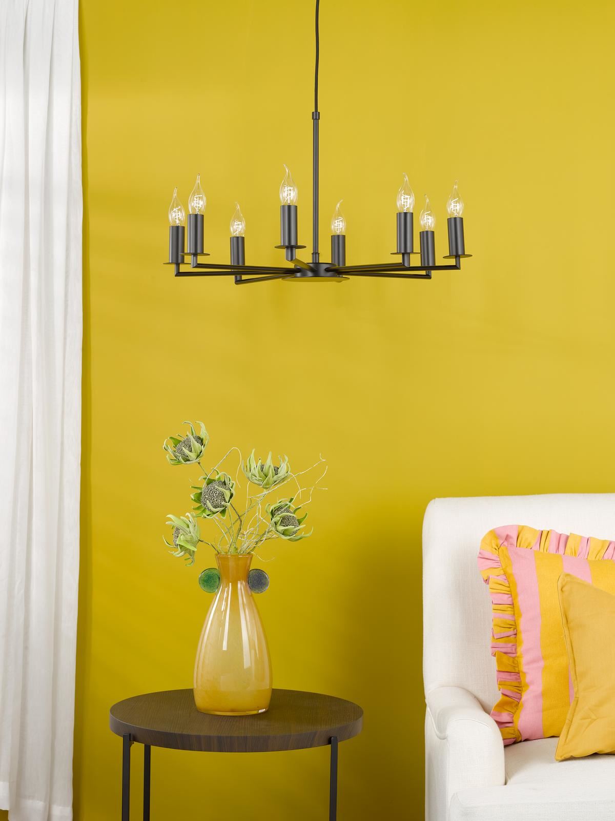 Tyler 8 Light Armed Pendant Matt Black Fitting Only TYL0822