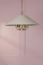 Laura Ashley Harland 5 Light Pendant Matt Antique Brass With Shade LA3756723-Q