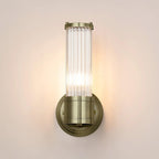 Pillar 1 Light Bathroom Wall Light In Antique Brass And Clear Glass Rods IP44 E14